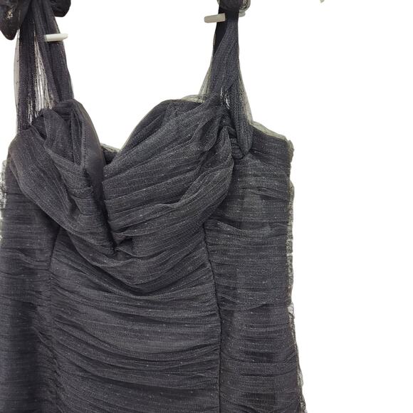 Alice McCall Goodvibes Tulle Tie Off Shoulder Fitted Mini Dress Black Size US 8 - Picture 7 of 15